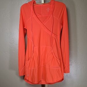 Athleta Women's Swim Hoodie Coverup Dress in Coral Pink